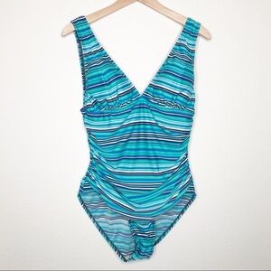 Contour striped one piece swimsuit sz 14